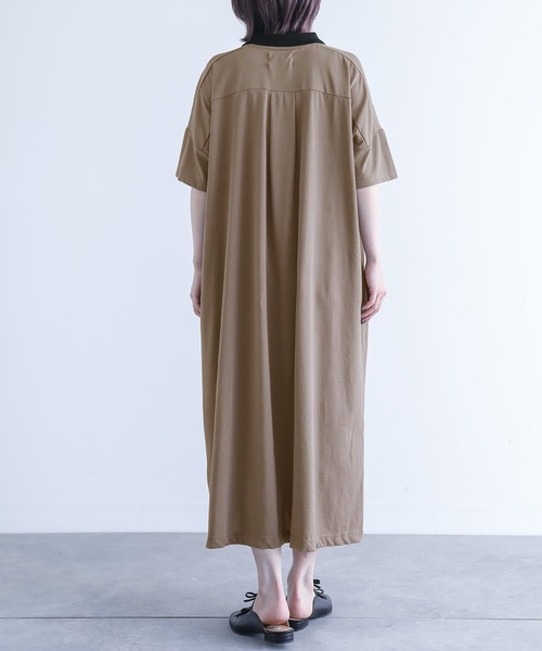 n'OrLABEL（ノアールレーベル）の「【機能素材】『配色ポロワンピース』（ワンピース・レディース・ブラック/モカ・FREE）」の8枚目の写真