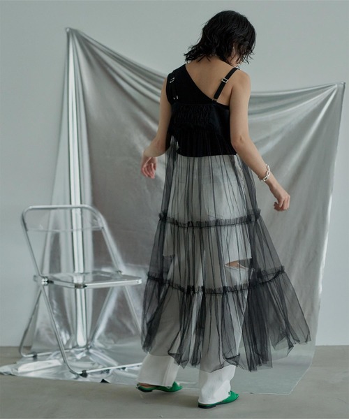 miette(ミエット)の「チュールティアードワンピース(ワンピース・レディース・ブルー/ブラック/ライトベージュ・FREE)」の19枚目の写真