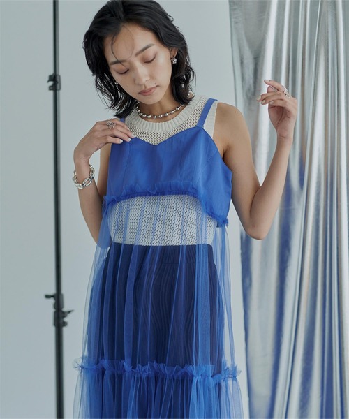 miette(ミエット)の「チュールティアードワンピース(ワンピース・レディース・ブルー/ブラック/ライトベージュ・FREE)」の22枚目の写真
