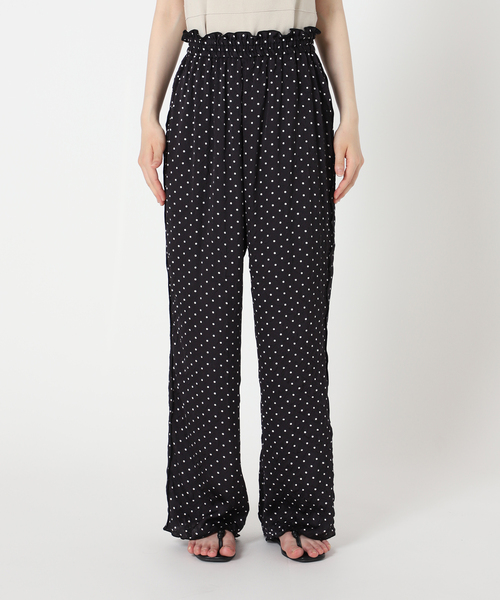 【未使用品】イタリア製　モノトーン　プリントパンツ  ブラック セール】ドットプリントパンツ（スラックス）｜B.C STOCK（ベー