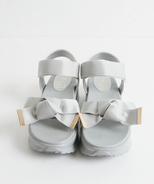 tocco closet（トッコ　クローゼット）の「サテンテープリボンサンダル（サンダル・レディース・ブラック/グレー・M/L/LL）」の4枚目の写真