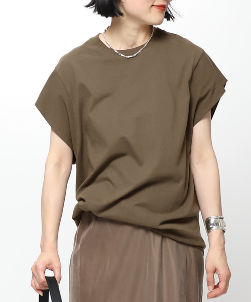 PRE_（プレ）の「【PRE_/プレ】ショートスリーブカットソー（Tシャツ/カットソー・レディース・チャコールグレー/カーキ/イエロー・36/38）」の3枚目の写真