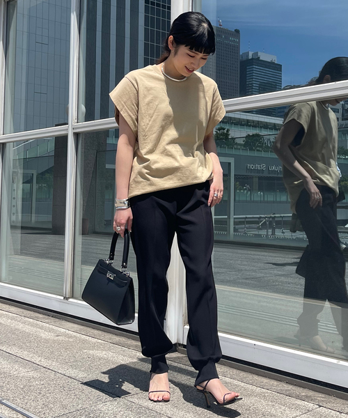 PRE_（プレ）の「【PRE_/プレ】ショートスリーブカットソー（Tシャツ/カットソー・レディース・チャコールグレー/カーキ/イエロー・36/38）」の16枚目の写真