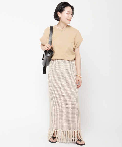 PRE_（プレ）の「【PRE_/プレ】ショートスリーブカットソー（Tシャツ/カットソー・レディース・チャコールグレー/カーキ/イエロー・36/38）」の11枚目の写真