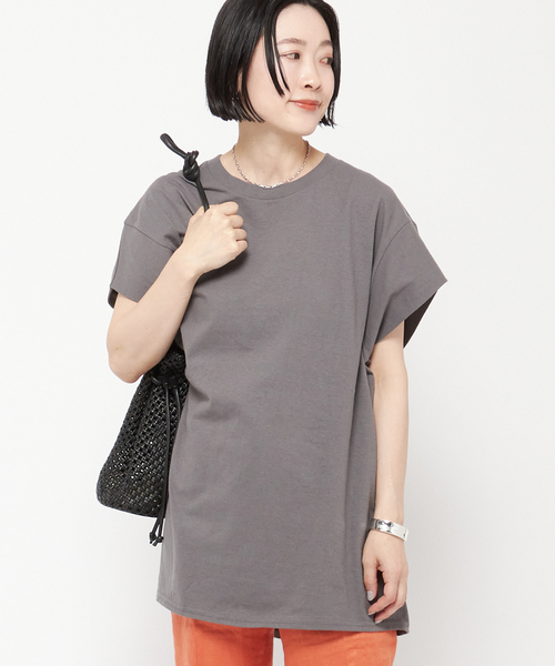 PRE_（プレ）の「【PRE_/プレ】ショートスリーブカットソー（Tシャツ/カットソー・レディース・チャコールグレー/カーキ/イエロー・36/38）」の6枚目の写真