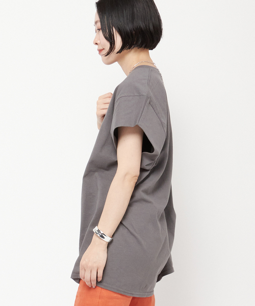 PRE_（プレ）の「【PRE_/プレ】ショートスリーブカットソー（Tシャツ/カットソー・レディース・チャコールグレー/カーキ/イエロー・36/38）」の18枚目の写真