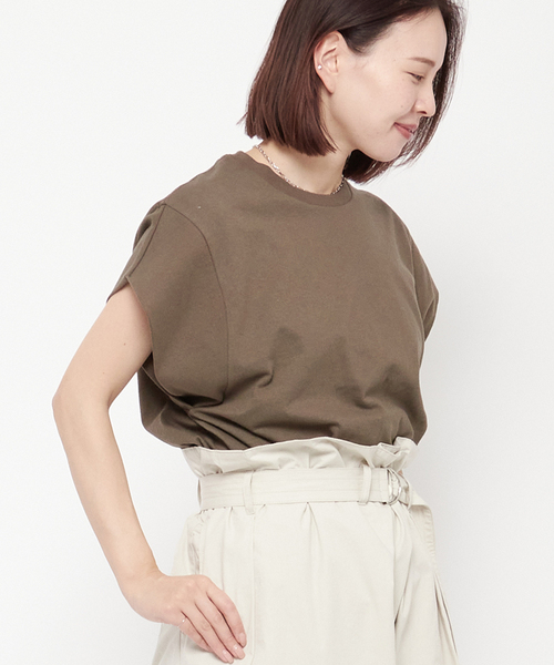 PRE_（プレ）の「【PRE_/プレ】ショートスリーブカットソー（Tシャツ/カットソー・レディース・チャコールグレー/カーキ/イエロー・36/38）」の14枚目の写真