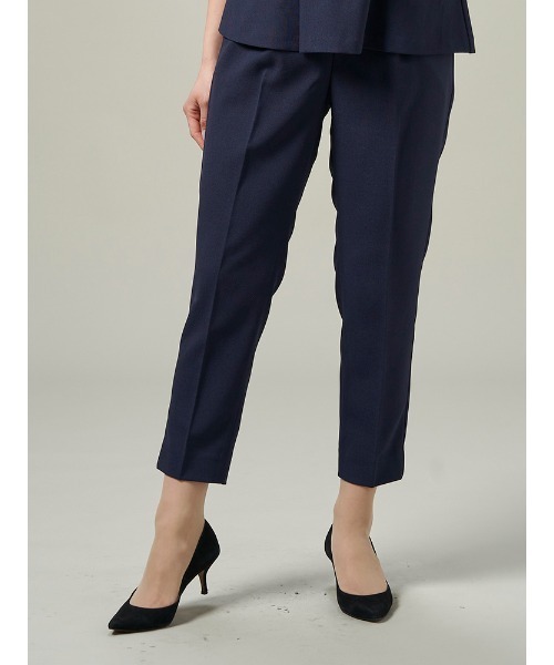 Perfect Suit FActory（パーフェクトスーツファクトリー）の「【セットアップ可能】麻調メッシュパンツ　ベージュ/ネイビー（スーツパンツ・レディース・ネイビー/ベージュ・S/M/SS/L）」の2枚目の写真