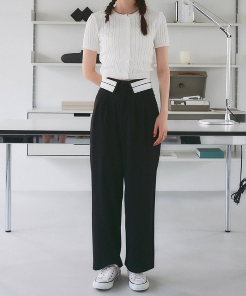 solleim（ソルレム）の「コンパクト半袖ケーブルニットカーディガン（カーディガン/ボレロ・レディース・ブラック/ホワイト/ピンク・M）」の12枚目の写真