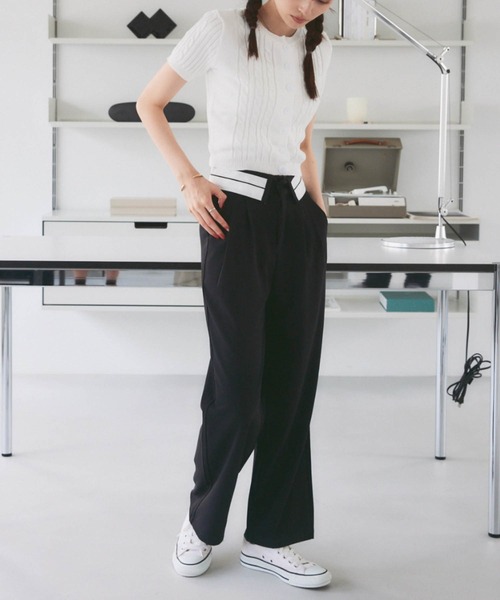 solleim（ソルレム）の「コンパクト半袖ケーブルニットカーディガン（カーディガン/ボレロ・レディース・ブラック/ホワイト/ピンク・M）」の13枚目の写真