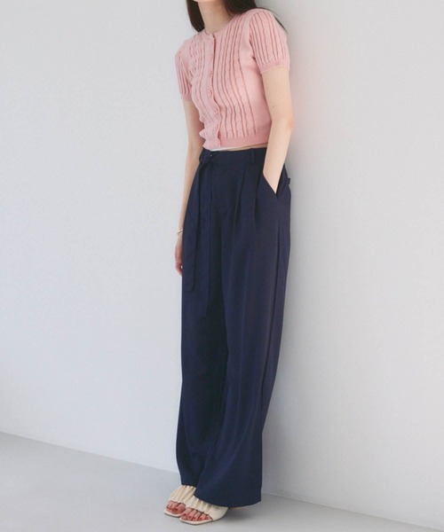 solleim（ソルレム）の「コンパクト半袖ケーブルニットカーディガン（カーディガン/ボレロ・レディース・ブラック/ホワイト/ピンク・M）」の22枚目の写真