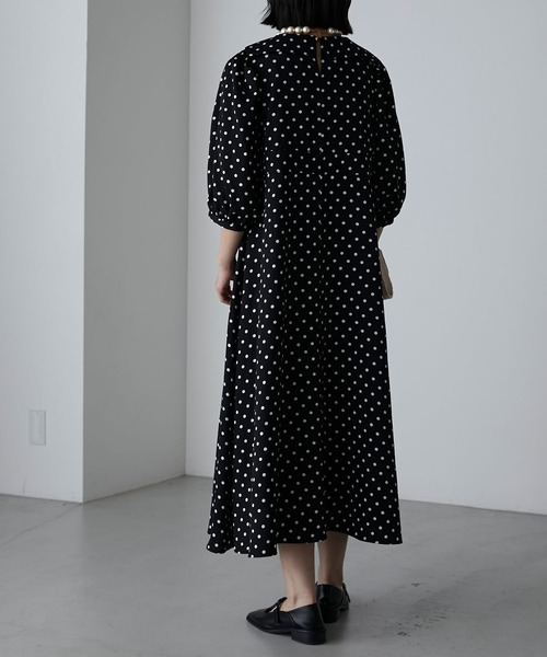 BONLECILL noir】パフスリーブ セーラーカラーフレアドレス（ドレス