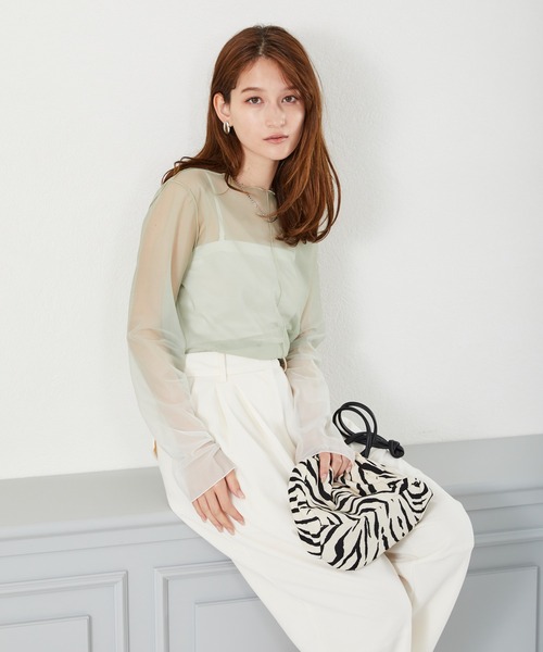 acro(アクロ)の「2WAYグラデーションシアーインナー/AC3413(Tシャツ/カットソー・レディース・グリーン/ピンク・フリ-)」の3枚目の写真