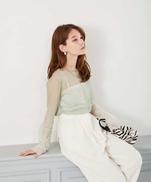 acro(アクロ)の「2WAYグラデーションシアーインナー/AC3413(Tシャツ/カットソー・レディース・グリーン/ピンク・フリ-)」の5枚目の写真