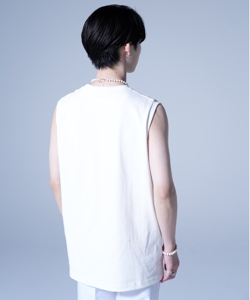 AROUND FLAVA(アラウンドフラバ)の「silkete like heavy weight glitter print sleeveless T / シルケットライク ヘビーウェイト ラメプリントノースリーブTシャツ(Tシャツ/カットソー・メンズ・ブラック/ホワイト・SMALL/MEDIUM/LARGE)」の14枚目の写真