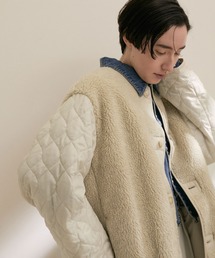 【2WAY・撥水機能付き】スヌード付きリバーシブルボアキルティングコート