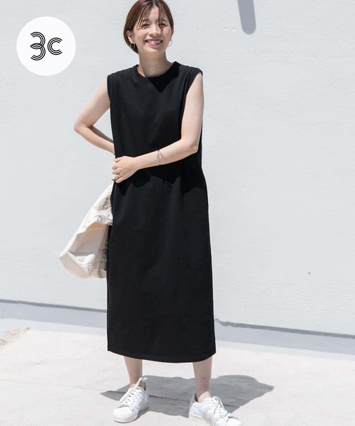 URBAN RESEARCH DOORS(アーバンリサーチドアーズ)の「USAコットンストレートワンピース(ワンピース・レディース・ブラック/ナチュラル/ミント・MEDIUM)」の2枚目の写真