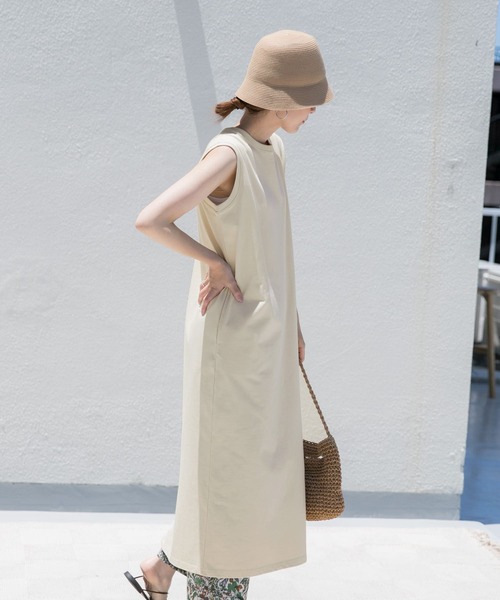 URBAN RESEARCH DOORS(アーバンリサーチドアーズ)の「USAコットンストレートワンピース(ワンピース・レディース・ブラック/ナチュラル/ミント・MEDIUM)」の7枚目の写真