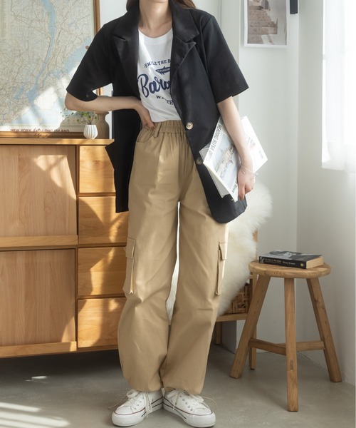 Ada.（エイダ）の「リネンライクミドル丈テーラードジャケット（テーラードジャケット・レディース・アイボリー/ブラック/ホワイト・FREE）」の10枚目の写真