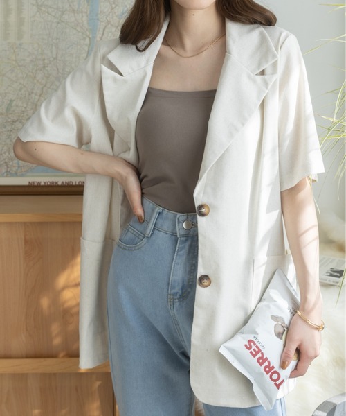 Ada.（エイダ）の「リネンライクミドル丈テーラードジャケット（テーラードジャケット・レディース・アイボリー/ブラック/ホワイト・FREE）」の13枚目の写真