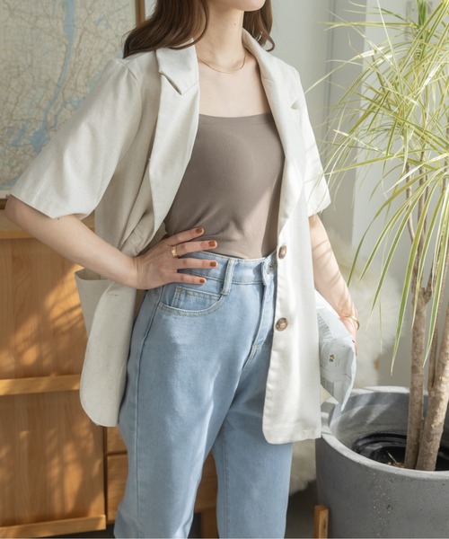 Ada.（エイダ）の「リネンライクミドル丈テーラードジャケット（テーラードジャケット・レディース・アイボリー/ブラック/ホワイト・FREE）」の14枚目の写真