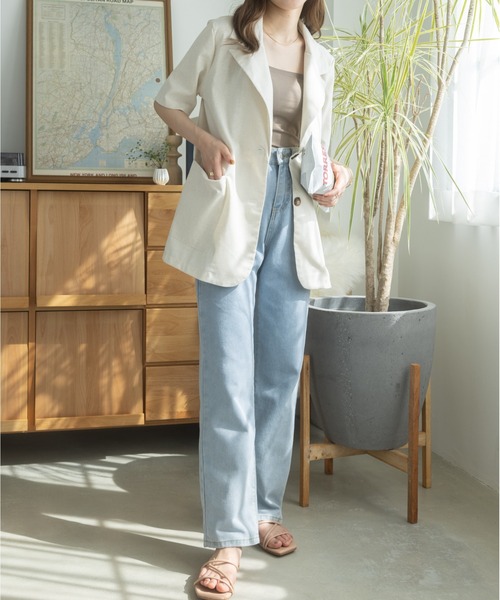 Ada.（エイダ）の「リネンライクミドル丈テーラードジャケット（テーラードジャケット・レディース・アイボリー/ブラック/ホワイト・FREE）」の16枚目の写真