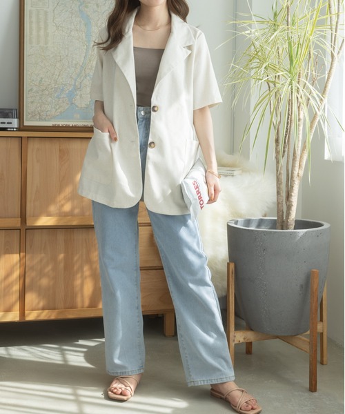 Ada.（エイダ）の「リネンライクミドル丈テーラードジャケット（テーラードジャケット・レディース・アイボリー/ブラック/ホワイト・FREE）」の17枚目の写真