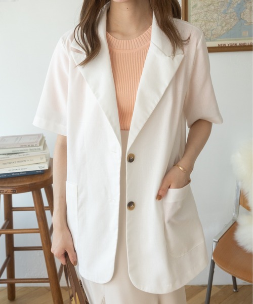 Ada.（エイダ）の「リネンライクミドル丈テーラードジャケット（テーラードジャケット・レディース・アイボリー/ブラック/ホワイト・FREE）」の20枚目の写真