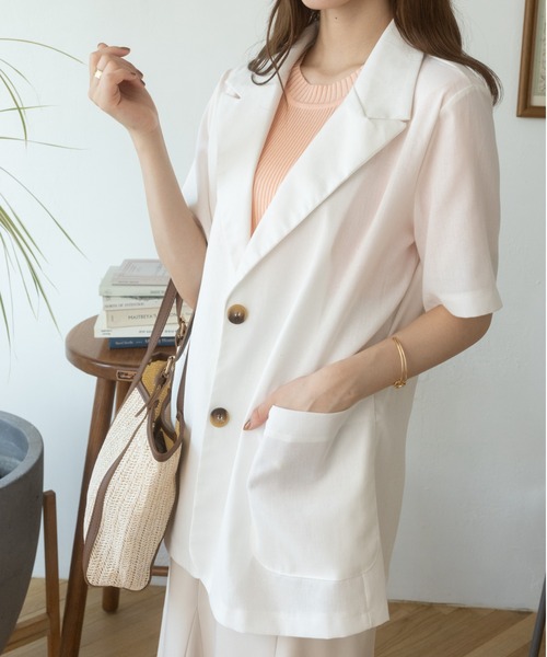 Ada.（エイダ）の「リネンライクミドル丈テーラードジャケット（テーラードジャケット・レディース・アイボリー/ブラック/ホワイト・FREE）」の22枚目の写真