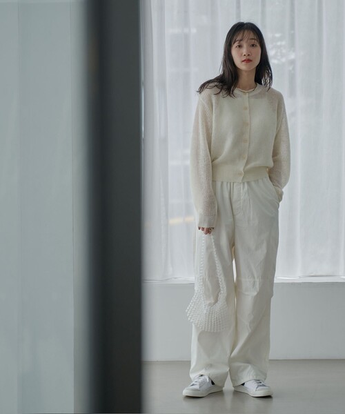 coen（コーエン）の「シアーモヘアミックスカーディガン（カーディガン/ボレロ・レディース・ライトグレー/ブラック/オフホワイト/ライム・M/L）」の9枚目の写真