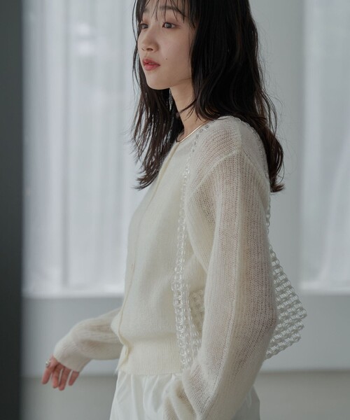 coen（コーエン）の「シアーモヘアミックスカーディガン（カーディガン/ボレロ・レディース・ライトグレー/ブラック/オフホワイト/ライム・M/L）」の12枚目の写真