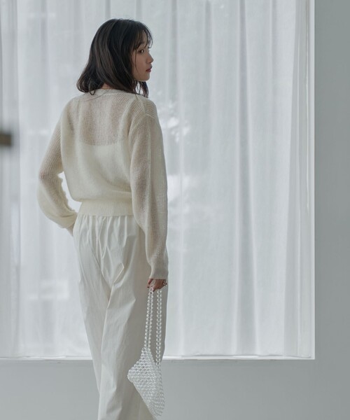 coen（コーエン）の「シアーモヘアミックスカーディガン（カーディガン/ボレロ・レディース・ライトグレー/ブラック/オフホワイト/ライム・M/L）」の13枚目の写真