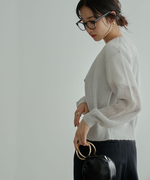 coen（コーエン）の「シアーモヘアミックスカーディガン（カーディガン/ボレロ・レディース・ライトグレー/ブラック/オフホワイト/ライム・M/L）」の17枚目の写真