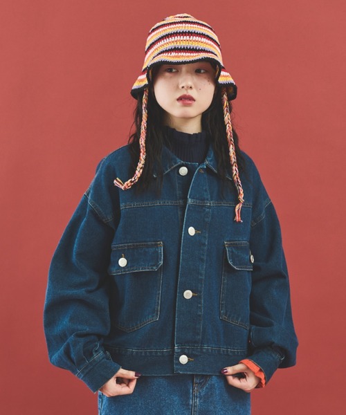 MERLOT（メルロー）の「ルーズデニムジャケット（デニムジャケット・レディース・ブルー/ネイビー・SMALL/FREE）」の18枚目の写真