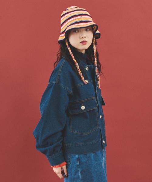 MERLOT（メルロー）の「ルーズデニムジャケット（デニムジャケット・レディース・ブルー/ネイビー・SMALL/FREE）」の22枚目の写真