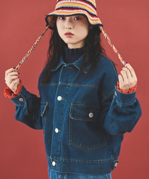 MERLOT（メルロー）の「ルーズデニムジャケット（デニムジャケット・レディース・ブルー/ネイビー・SMALL/FREE）」の21枚目の写真