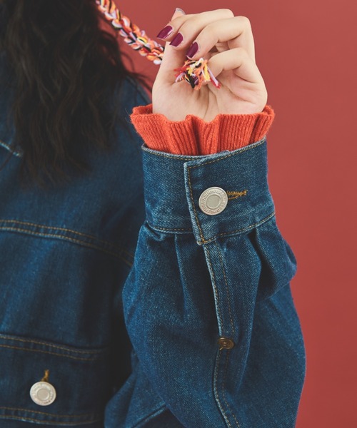 MERLOT（メルロー）の「ルーズデニムジャケット（デニムジャケット・レディース・ブルー/ネイビー・SMALL/FREE）」の19枚目の写真