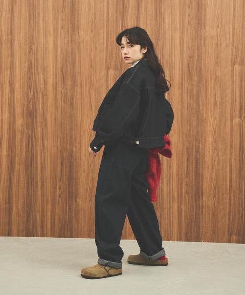 MERLOT（メルロー）の「ルーズデニムジャケット（デニムジャケット・レディース・ブルー/ネイビー・SMALL/FREE）」の4枚目の写真