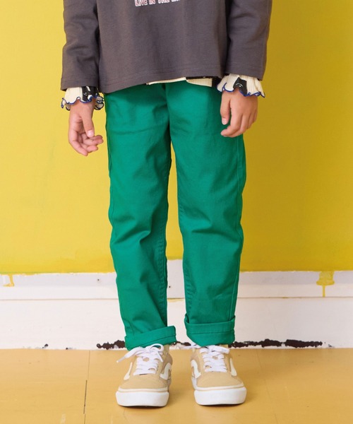 Life Support Products（ライフサポートプロダクツ）の「ストレッチストレートパンツ（80～150cm）（チノパンツ・キッズ・グリーン/グレー/イエロー/ダークブルー/ブラック/アイボリー/ライトブルー/ブラウン/カーキ/ラベンダー/パープル/オレンジ/ピンク/ライトグリーン・80/90/95/100/110/120/130/140/150）」の8枚目の写真