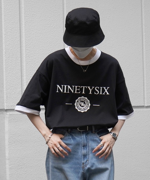 96thes(クローズ)の「韓国ストリート リンガーTシャツ(Tシャツ/カットソー・レディース・ブラック/ホワイト・L/M)」の2枚目の写真