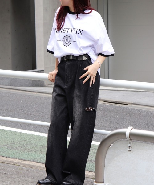 96thes(クローズ)の「韓国ストリート リンガーTシャツ(Tシャツ/カットソー・レディース・ブラック/ホワイト・L/M)」の10枚目の写真