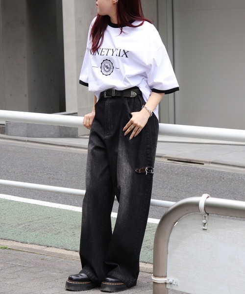 96thes(クローズ)の「韓国ストリート リンガーTシャツ(Tシャツ/カットソー・レディース・ブラック/ホワイト・L/M)」の11枚目の写真