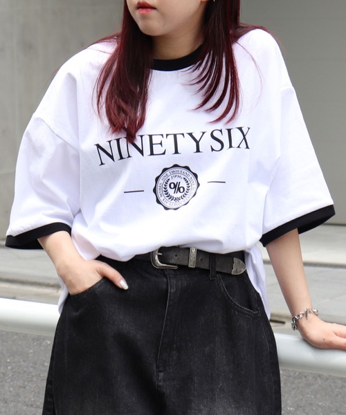 96thes(クローズ)の「韓国ストリート リンガーTシャツ(Tシャツ/カットソー・レディース・ブラック/ホワイト・L/M)」の3枚目の写真