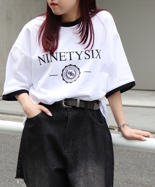 96thes(クローズ)の「韓国ストリート リンガーTシャツ(Tシャツ/カットソー・レディース・ブラック/ホワイト・L/M)」の6枚目の写真