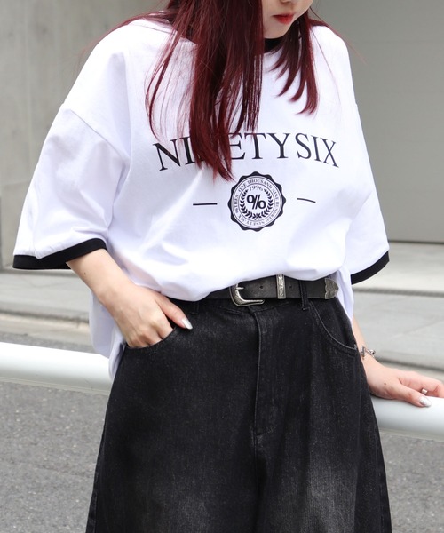 96thes(クローズ)の「韓国ストリート リンガーTシャツ(Tシャツ/カットソー・レディース・ブラック/ホワイト・L/M)」の7枚目の写真