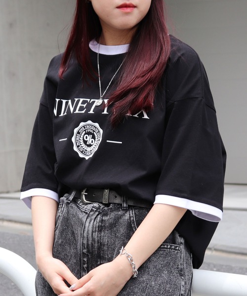 96thes(クローズ)の「韓国ストリート リンガーTシャツ(Tシャツ/カットソー・レディース・ブラック/ホワイト・L/M)」の15枚目の写真