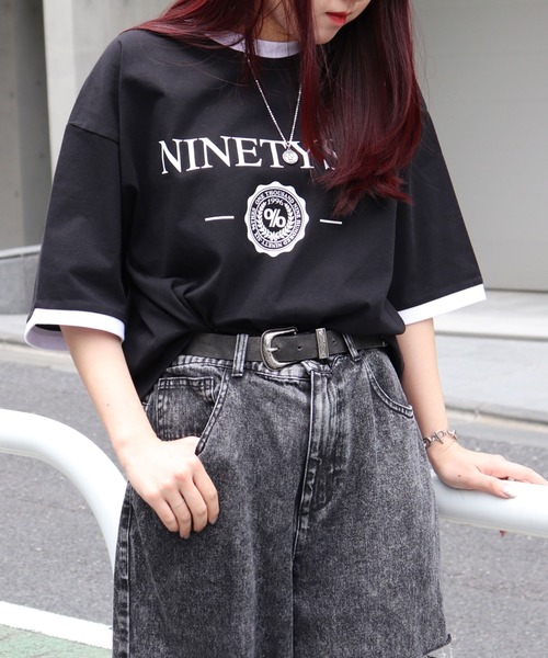 96thes(クローズ)の「韓国ストリート リンガーTシャツ(Tシャツ/カットソー・レディース・ブラック/ホワイト・L/M)」の17枚目の写真