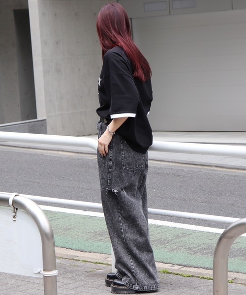 96thes(クローズ)の「韓国ストリート リンガーTシャツ(Tシャツ/カットソー・レディース・ブラック/ホワイト・L/M)」の22枚目の写真