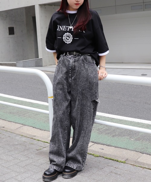 96thes(クローズ)の「韓国ストリート リンガーTシャツ(Tシャツ/カットソー・レディース・ブラック/ホワイト・L/M)」の21枚目の写真