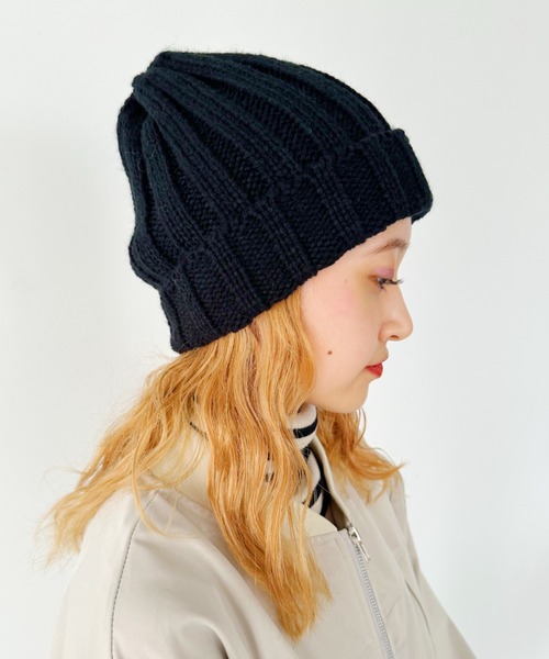 CLEA(クレア)の「太リブニットキャップ(ニットキャップ/ビーニー・レディース・アイボリー/ブラック/カーキ/グレー/ブルー/グリーン/ブラウン・FREE)」の3枚目の写真